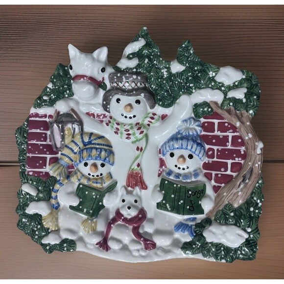 Fitz And Floyd “The Flurries Snowmen” Christmas Dish or Wall Platter HolidaDecor - Picture 2 of 16